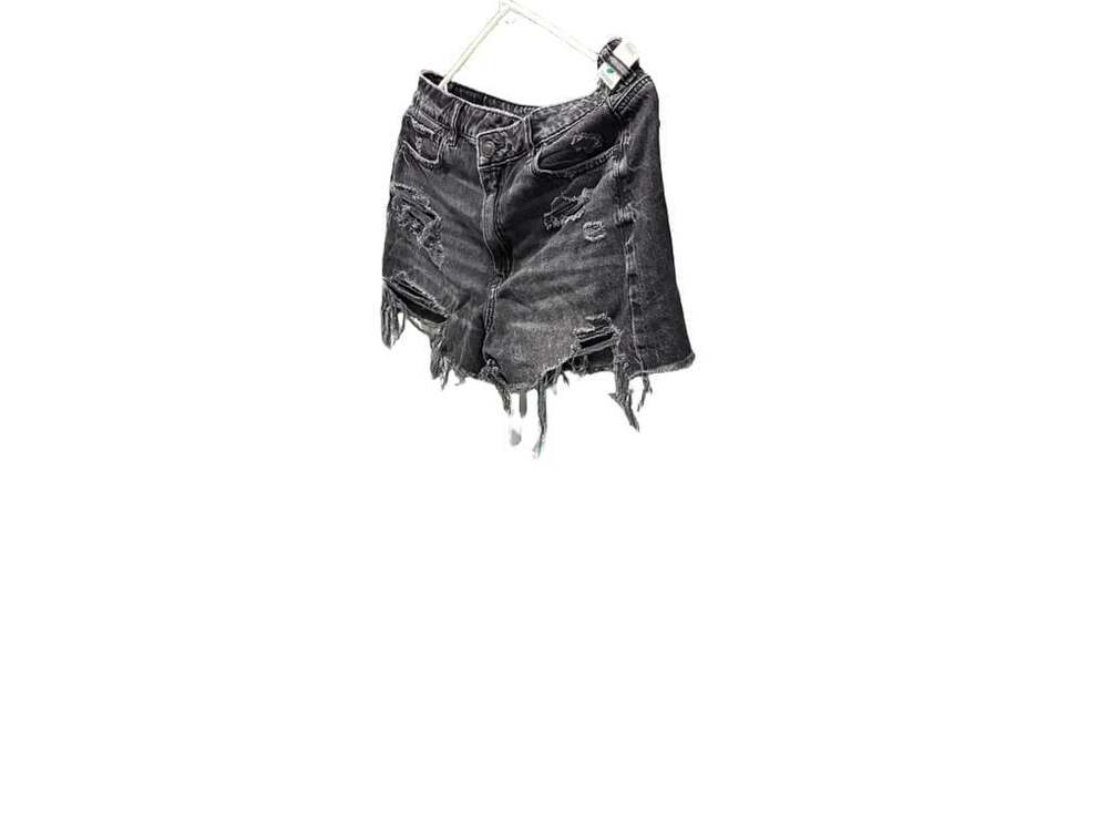 American Eagle Super High Rise Distressed Denim Shorts Women's Black Acid Wash